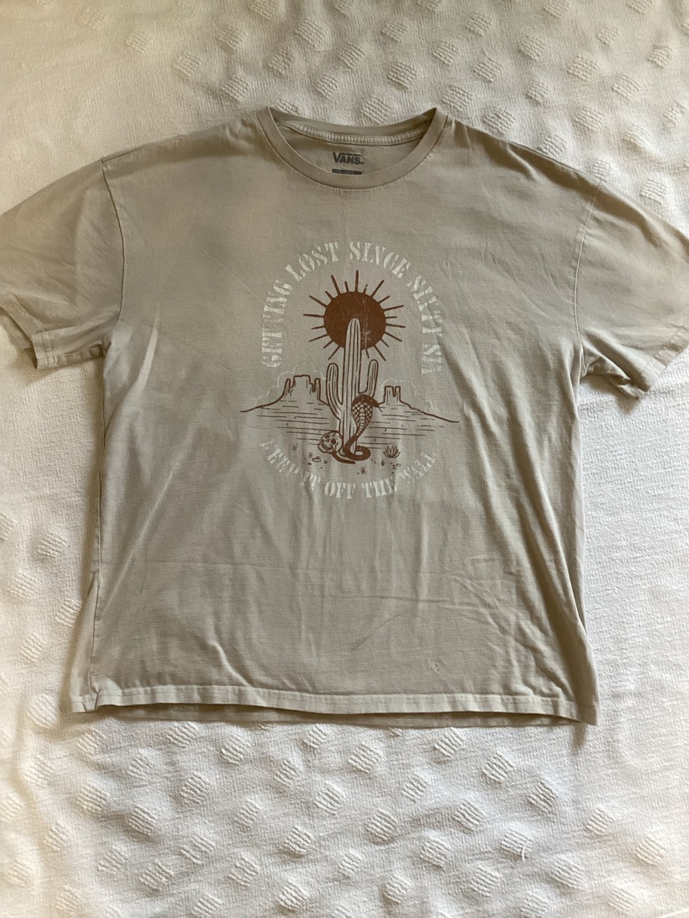 Vans Men’s Cream Desert Graphic Print Cotton Short Sleeve Size XL
